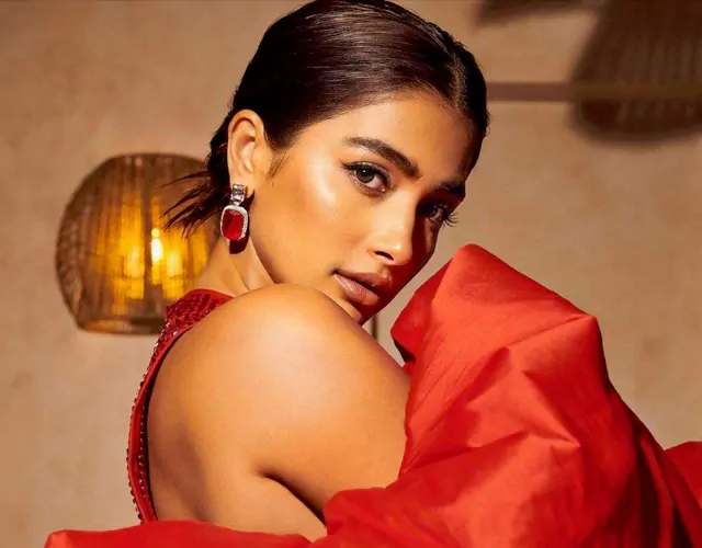 Pooja Hegde Red Dress Photos